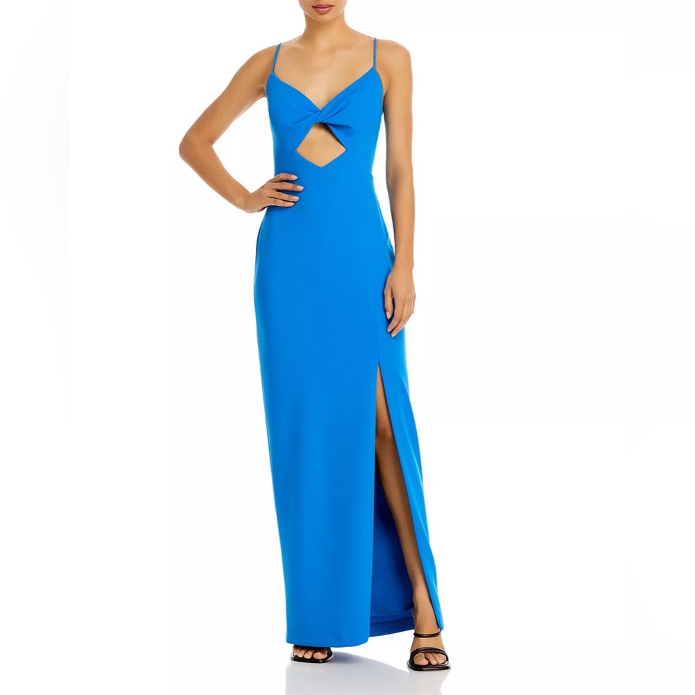 Aqua Scuba Crepe Cutout Gown